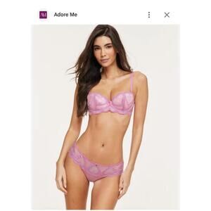 ADORE ME SEXY VALENTINE 32DDD/S BRA PANTY SET  PINK UNDERWIRE CONTOUR CHEEKY NWT